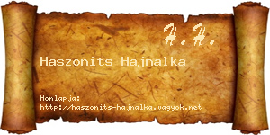 Haszonits Hajnalka névjegykártya